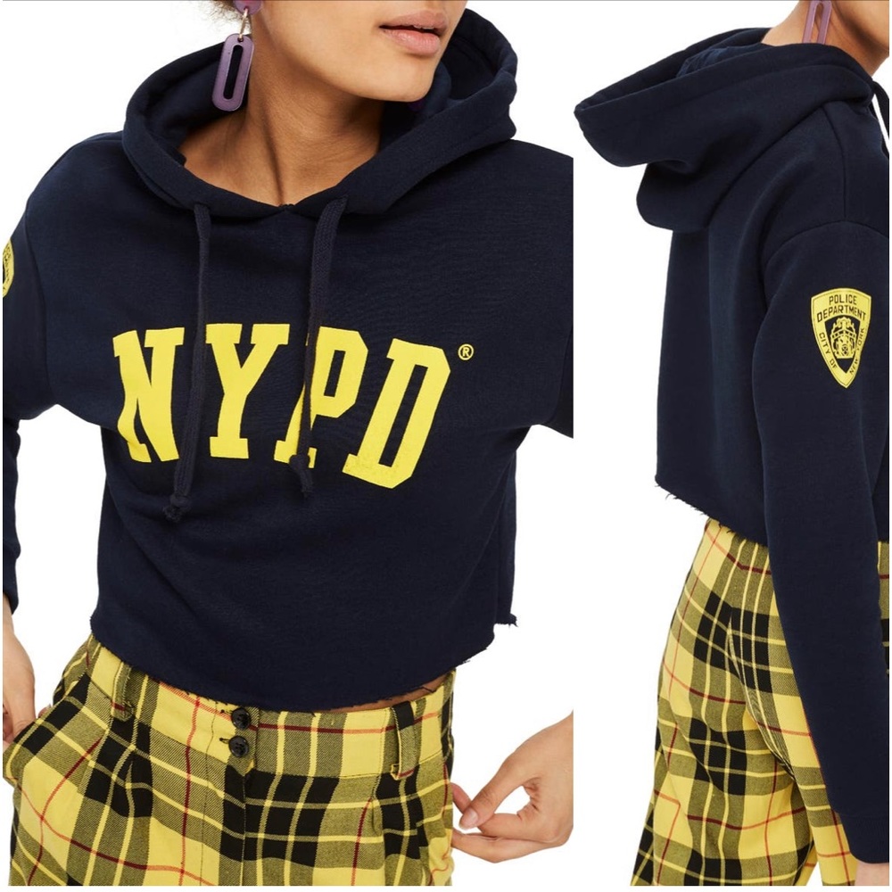Top shop by Tee and Cake NYPD Crop Hoodie